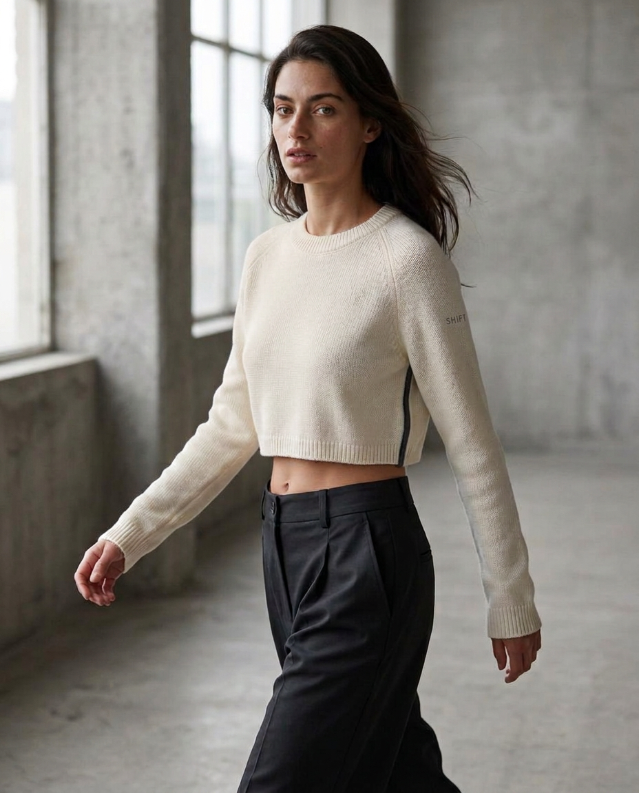 SHIFT Cropped Sweater in Off White